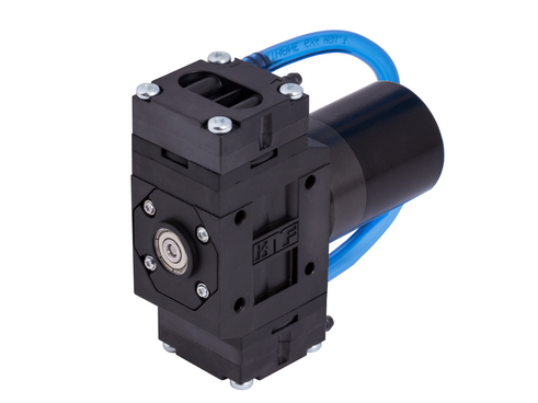 The micro diaphragm vacuum pump NMP 830.3 HP from KNF achieves a maximum vacuum of 55 mbar (abs.) for a precise and flexible pressure control in vacuum grippers for robotic arms.