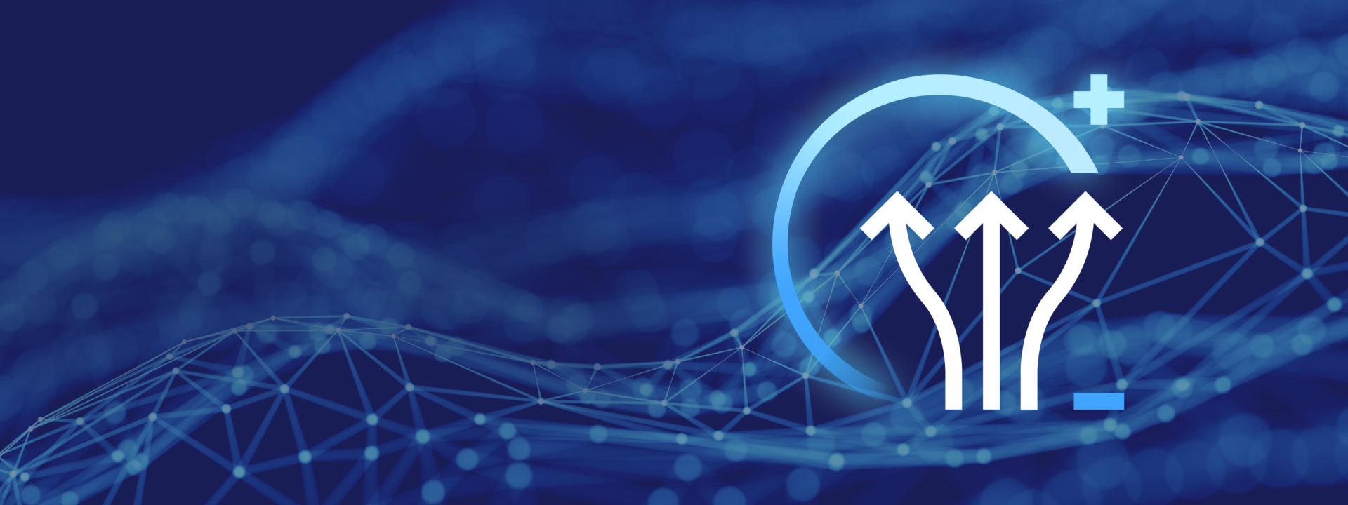 White and blue vacuum control icon shown over a digital wave pattern on a dark blue background.