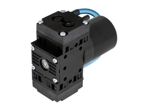 NMP 850.3 HP マイクロガスポンプは完全統合型DC-BIモータを採用しコンパクトサイズでありながら最高レベルの性能を実現しています。エンドオブアームツールに最適で最大流量6.7 l/min、到達真空度50 mbar（絶対）を提供します。