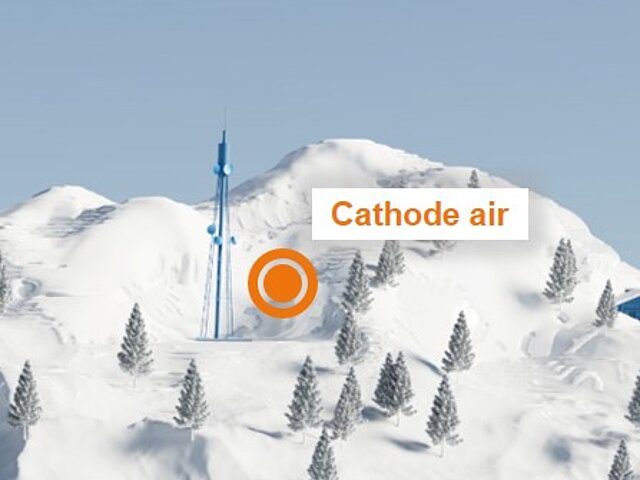 Illustration of an off-grid transmitter mast on a mountain peak