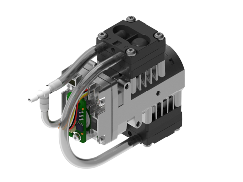 The NVC 830.3 dual head diaphragm vacuum pump offers a high power density at a compact size and maintenance-free operation. Combined with its intelligent Vacuum Control feature it reduces DOD system complexity, decreasing costs for manufacturers.
