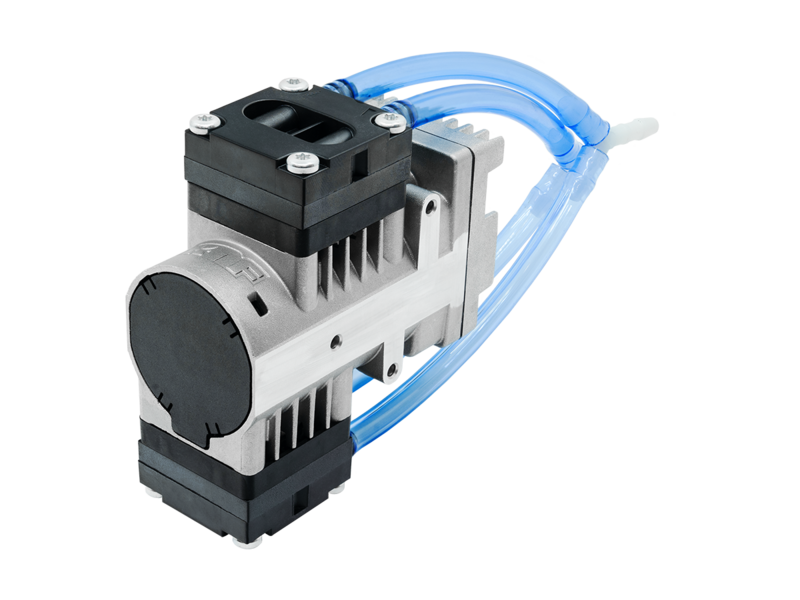 A standard NMP 830.1.2 diaphragm gas pump from KNF is designed with EPDM diaphragm, valves and sealings. EPDM is a cost-effective and durable material ensuring the reliability of the pump. FKM and PTFE material options are available upon request.